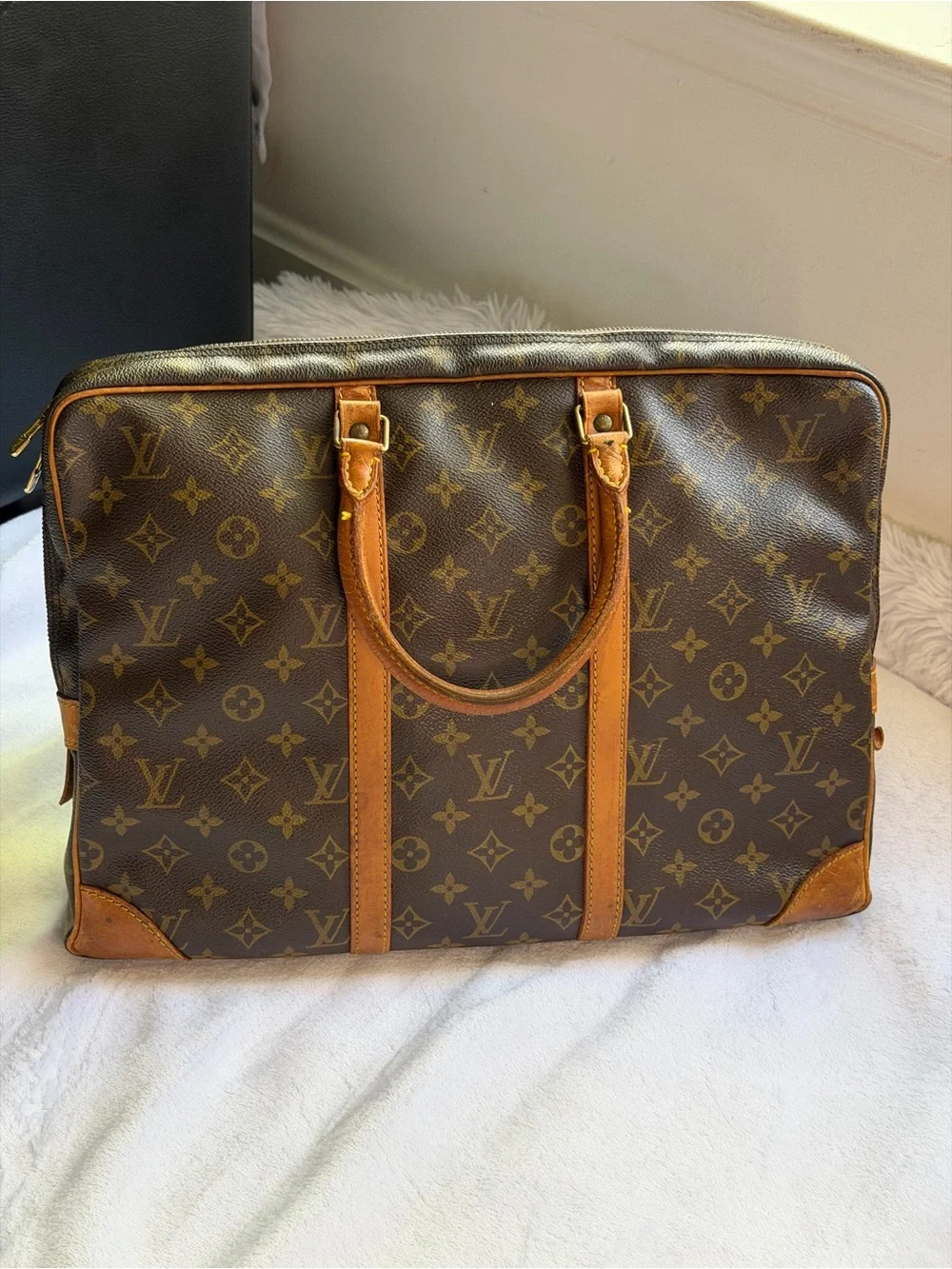 💓 Louis Vuitton Monogram Porte Documents briefcase /Tan Weekender